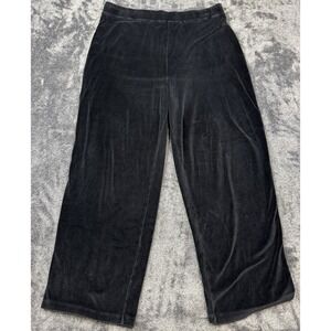Talbots Lux Velour Women Wide Pants Size XL Black Cotton
